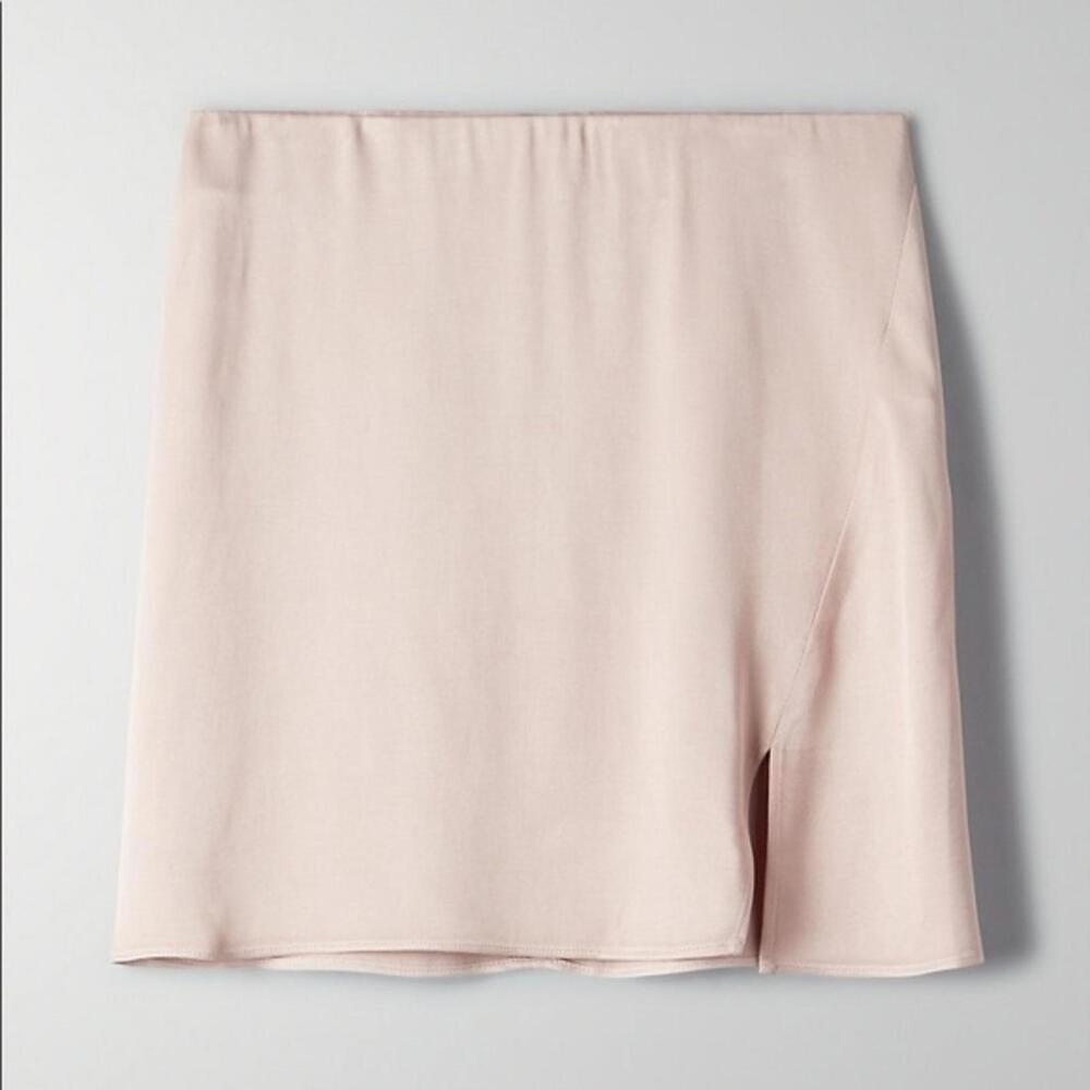 Aritzia Wilfred Muse Mini Satin Slit Skirt - 10 - Champage